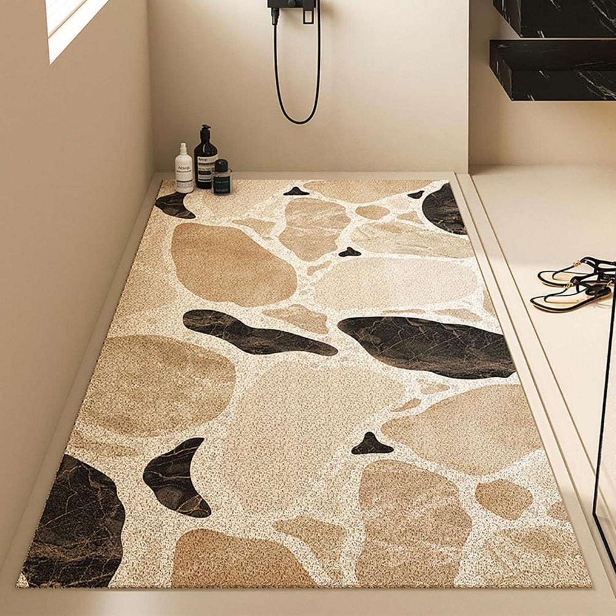Rutschfeste Duschmatte 120x140 cm – Steinmuster & Zuschneidbar