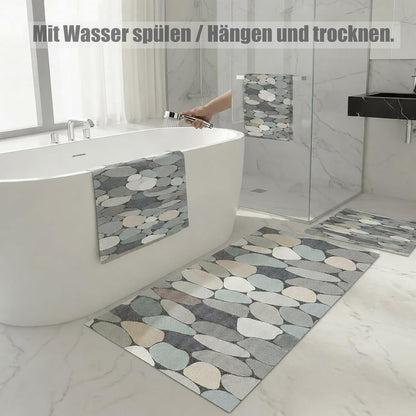 Rutschfeste Duschmatte 110x130 cm - Steinmuster & Antirutsch