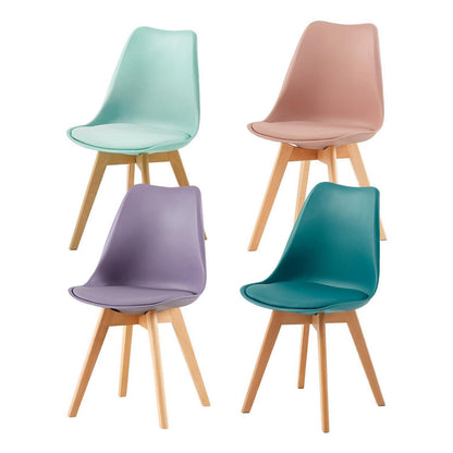 4er Set Esszimmerstühle Retro Skandi Rauchrosa Türkis Mint Grau