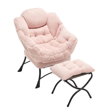 Faulenzersessel mit Ottomane – Rosa Lounge Sessel & Fußhocker