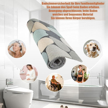 Rutschfeste Duschmatte 90x120 cm - Steinmuster & Komfort