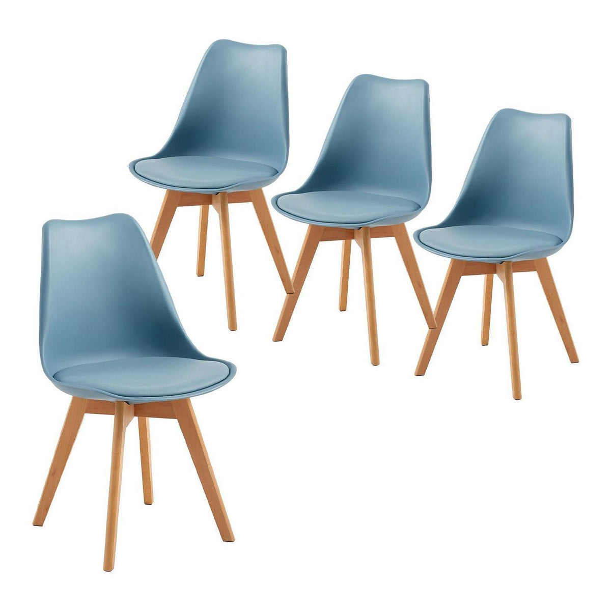Skandinavischer Esszimmerstuhl Retro, Hellblau (4er Set)