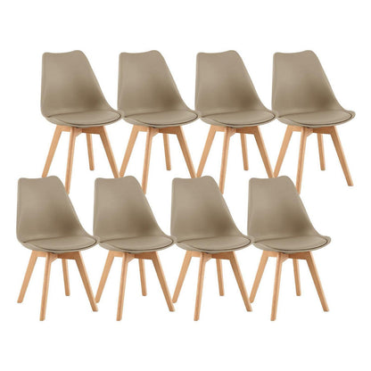 Skandinavischer Esszimmerstuhl Retro, Khaki, 8er Set mit Polsterung