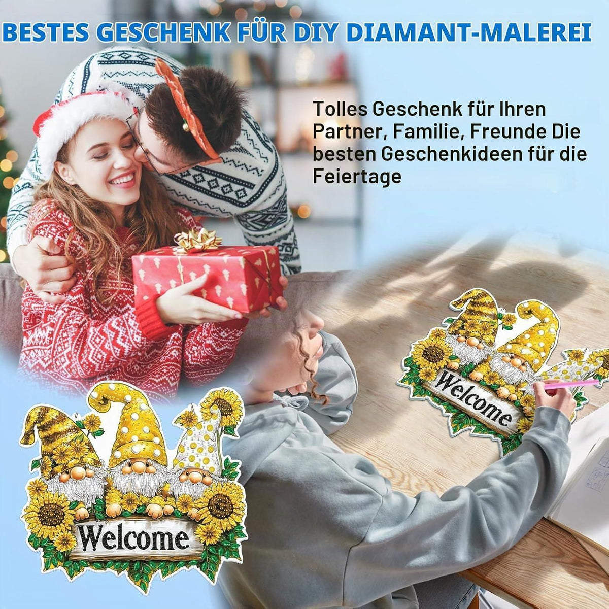 Diamant Painting Anhänger Gnome – DIY Fensterbild für Erwachsene