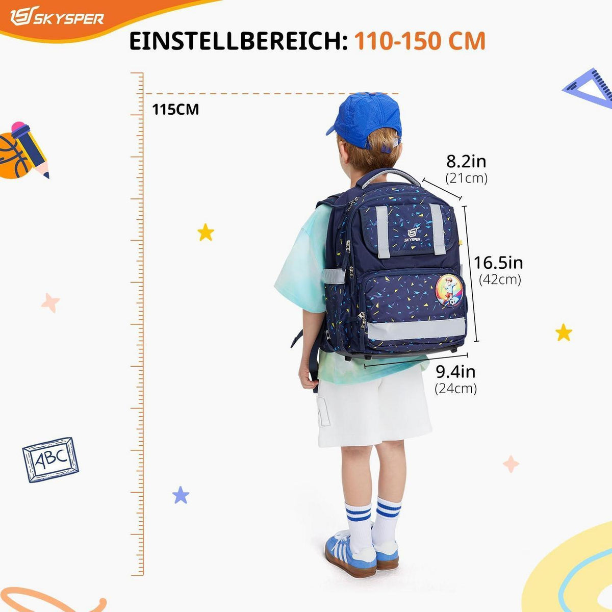 5-teiliges Schulranzen-Set Blau – Ergonomisch & Reflektierend