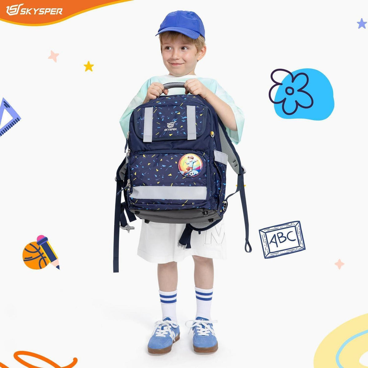 5-teiliges Schulranzen-Set Blau – Ergonomisch & Reflektierend