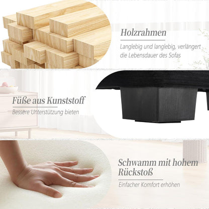 Modernes 2-Sitzer Sofa mit Polsterarmlehnen & Beinen (Schwarz)