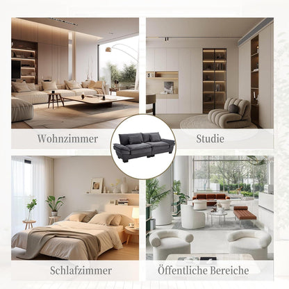Modernes 2-Sitzer Polstersofa Dunkel Grau mit Komfort Armlehnen