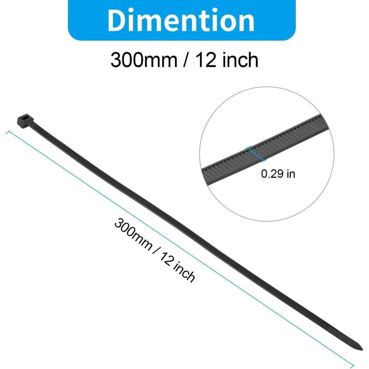1000x Kabelbinder Schwarz 30,5 cm – Strapazierfähig & Zugfest