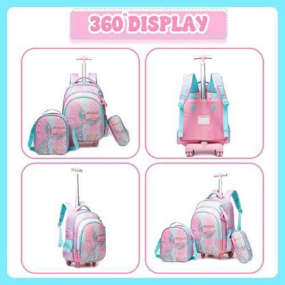 Rollrucksack Mädchen 6-8 Jahre – Rosa Meerjungfrau Set