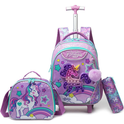 Einhorn Rollrucksack Set für Mädchen 6-8 Jahre