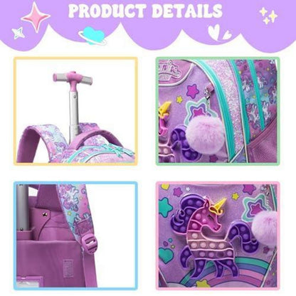 Einhorn Rollrucksack Set für Mädchen 6-8 Jahre