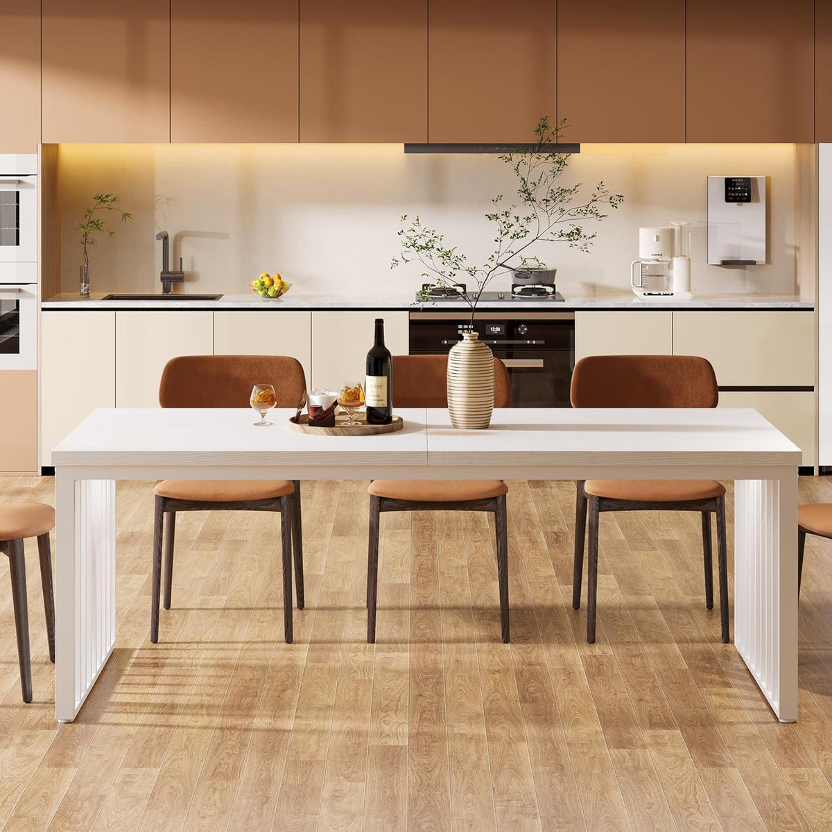 Industrietisch Esstisch 180cm Rechteckig Weiß für 6-8 Personen