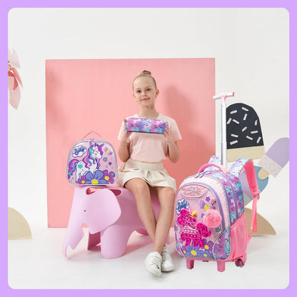 Einhorn Rollrucksack Set für Mädchen 6-8 Jahre