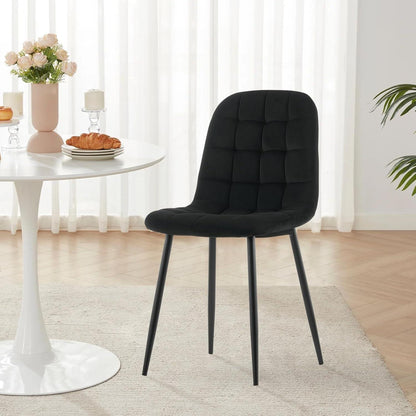 TUKAILAI Esszimmerstühle 2er-Set, Gepolsterte Samtstühle Schwarz