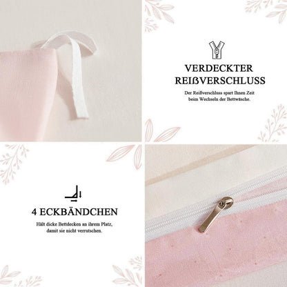 Baumwoll Bettwäsche Set 220x240 cm Schleifen Beige Rosa