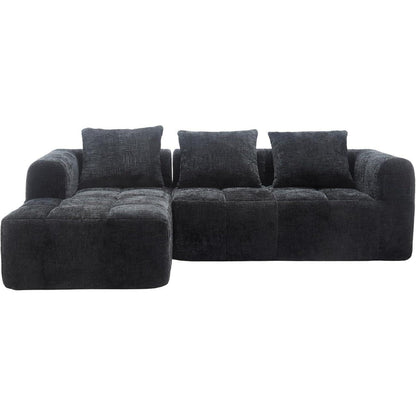 Modernes 3-Sitzer Sektionssofa mit Chaiselongue (Schwarz)