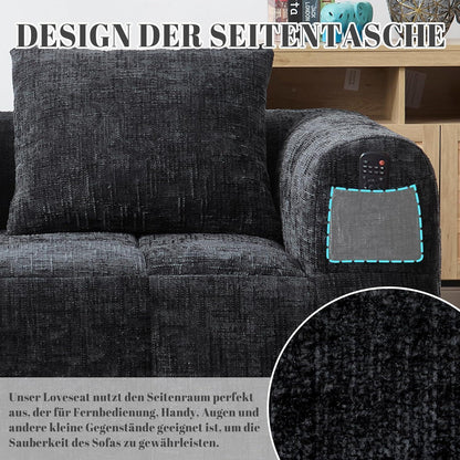 Modernes 2-Sitzer Polstersofa mit Chaise Lounge (Schwarz B)
