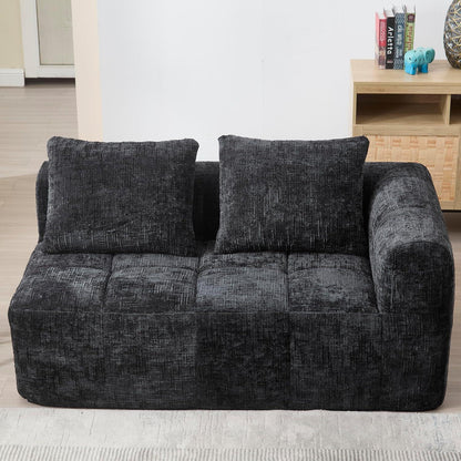 Modernes 2-Sitzer Polstersofa mit Chaise Lounge (Schwarz B)