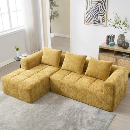 Modernes 3-Sitzer Sektionssofa mit Chaiselongue (Gelb C)