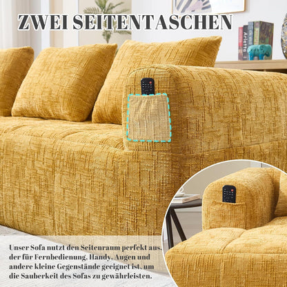 Modernes 3-Sitzer Sektionssofa mit Chaiselongue (Gelb C)