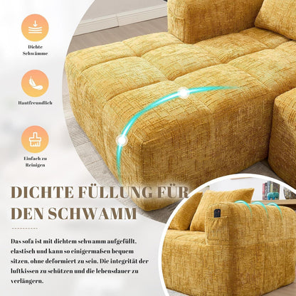 Modernes 3-Sitzer Sektionssofa mit Chaiselongue (Gelb C)