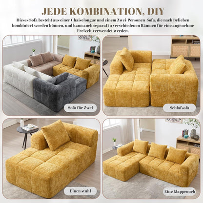 Modernes 3-Sitzer Sektionssofa mit Chaiselongue (Gelb C)