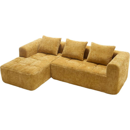 Modernes 3-Sitzer Sektionssofa mit Chaiselongue (Gelb C)