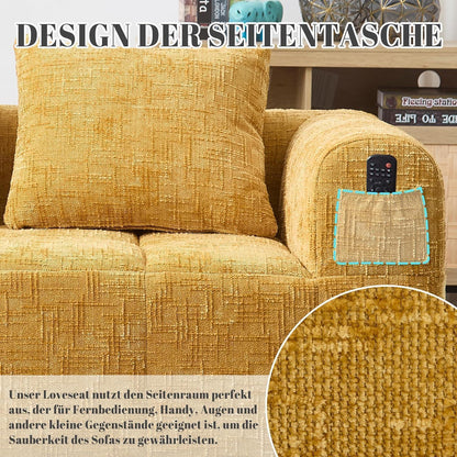 Modernes 2-Sitzer Polstersofa mit Chaise Lounge (Gelb B)