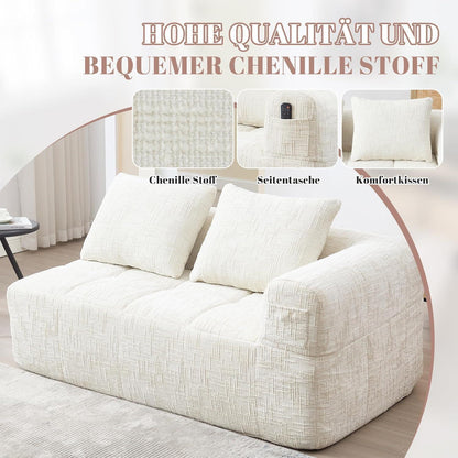 Modernes 2-Sitzer Polstersofa mit Chaise Lounge (Beige B)