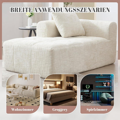 Modernes 1-Sitzer Sofa mit Chaise Lounge & Kissen (Beige A)