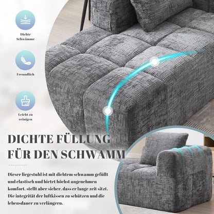 Modernes 1-Sitzer Sofa mit Chaiselongue (Grau) – Kein Aufbau