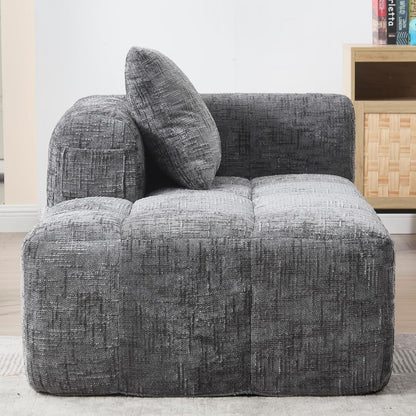 Modernes 1-Sitzer Sofa mit Chaiselongue (Grau) – Kein Aufbau
