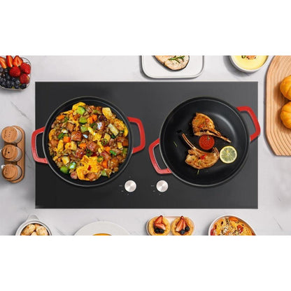 Großer Kochtopf 24cm 3,8L Rot Induktion Bräter mit Deckel