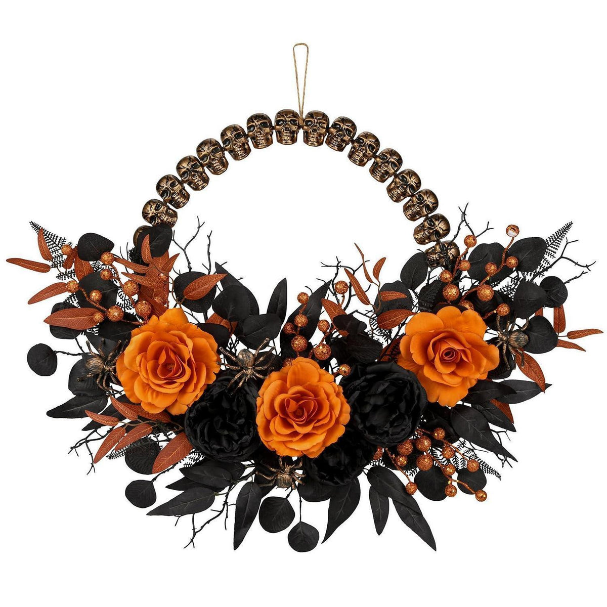 Halloween Türkranz 66cm mit Schädel & Spinne – Gruselige Herbst Deko