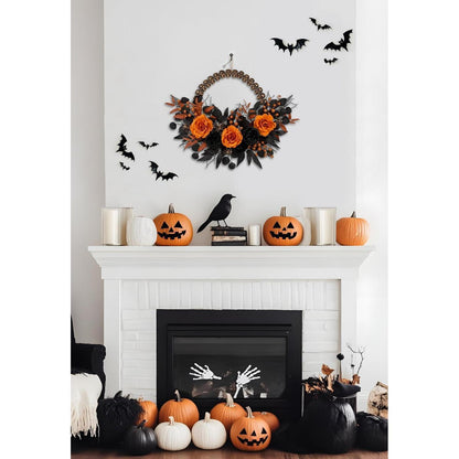 Halloween Türkranz 66cm mit Schädel & Spinne – Gruselige Herbst Deko