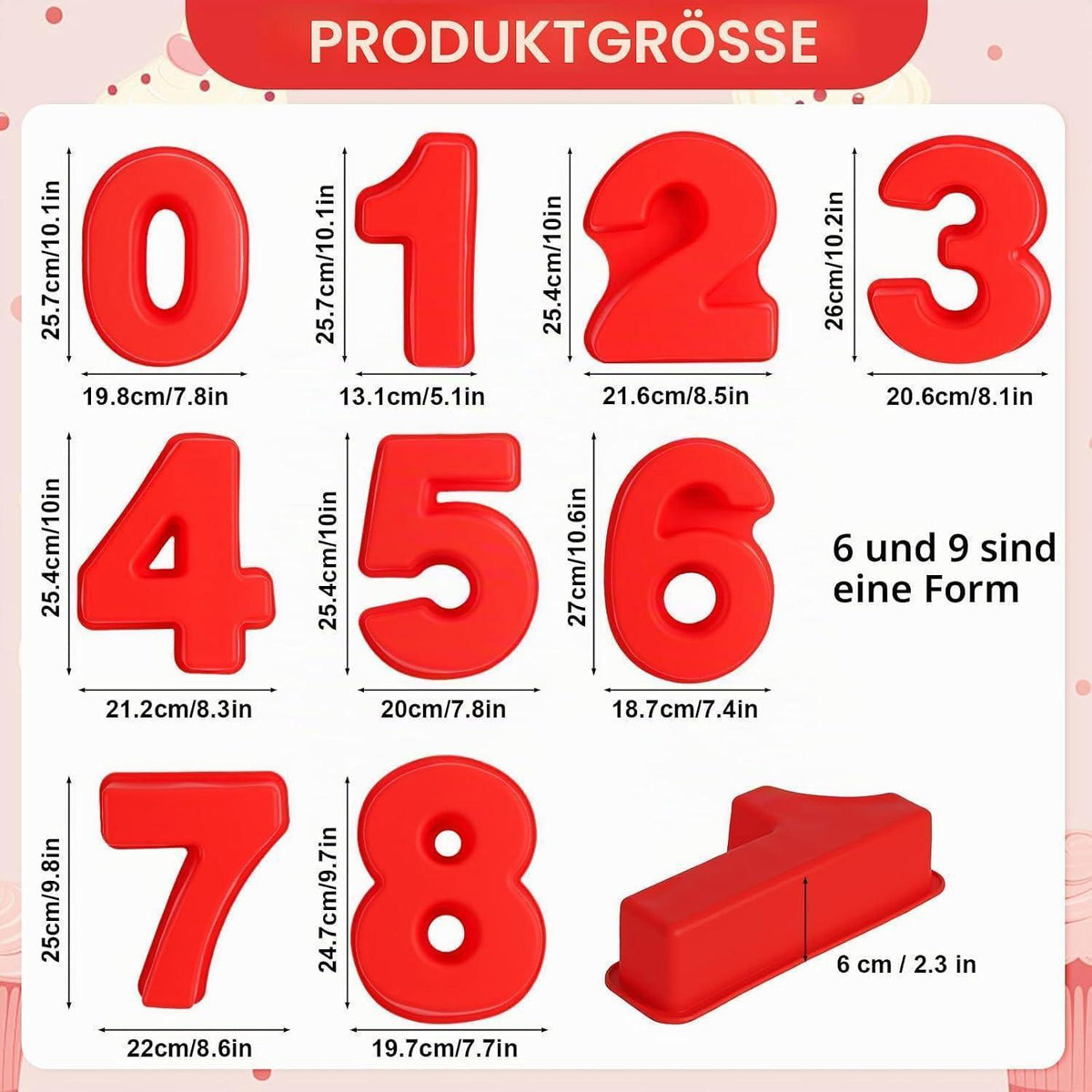 Silikon Zahlen Backform Set 0-9 | Kuchenformen für Geburtstag
