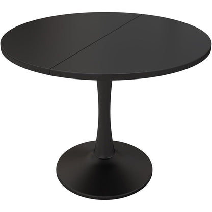 Ausziehbarer Esstisch oval, Schwarz – 100/140 x 100 cm
