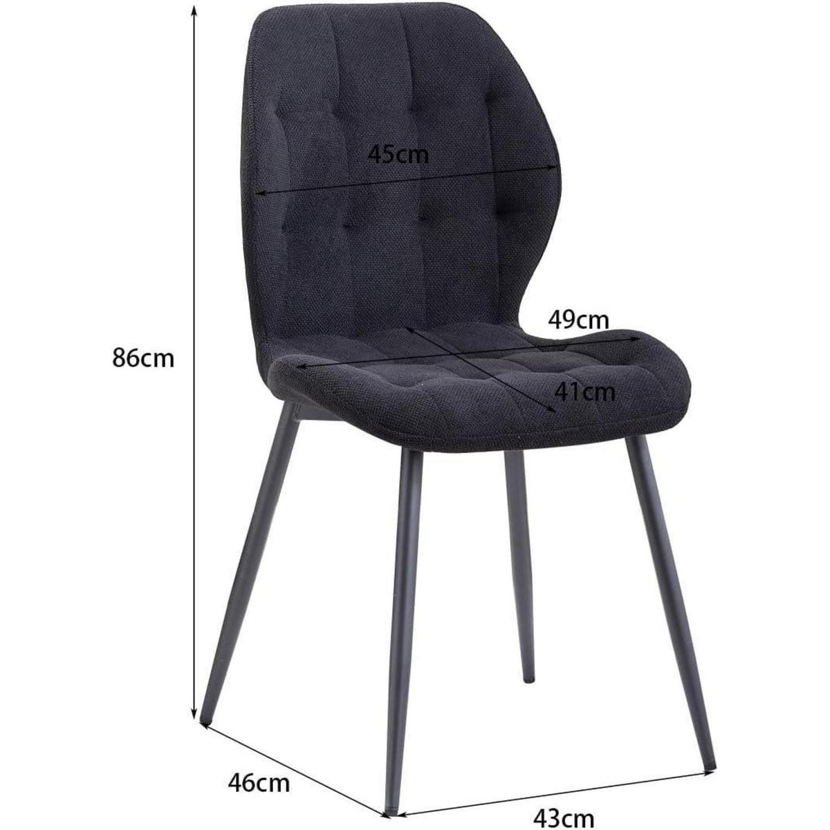 8 Esszimmerstühle Nordic Design, Schwarz & Metallbeine