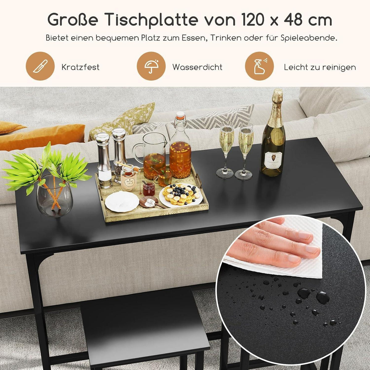 RELAX4LIFE Bartisch-Set mit Barhockern – Industrie-Design Schwarz