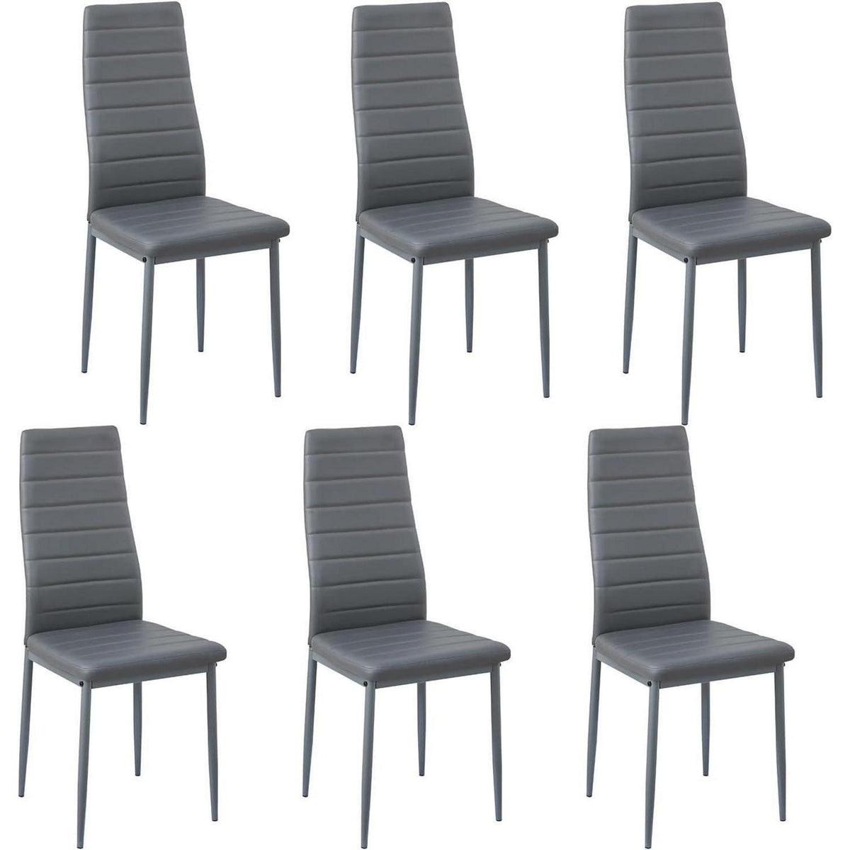 Essgruppen Set: Esstisch 110cm + 6 Esszimmerstühle Weiß/Grau