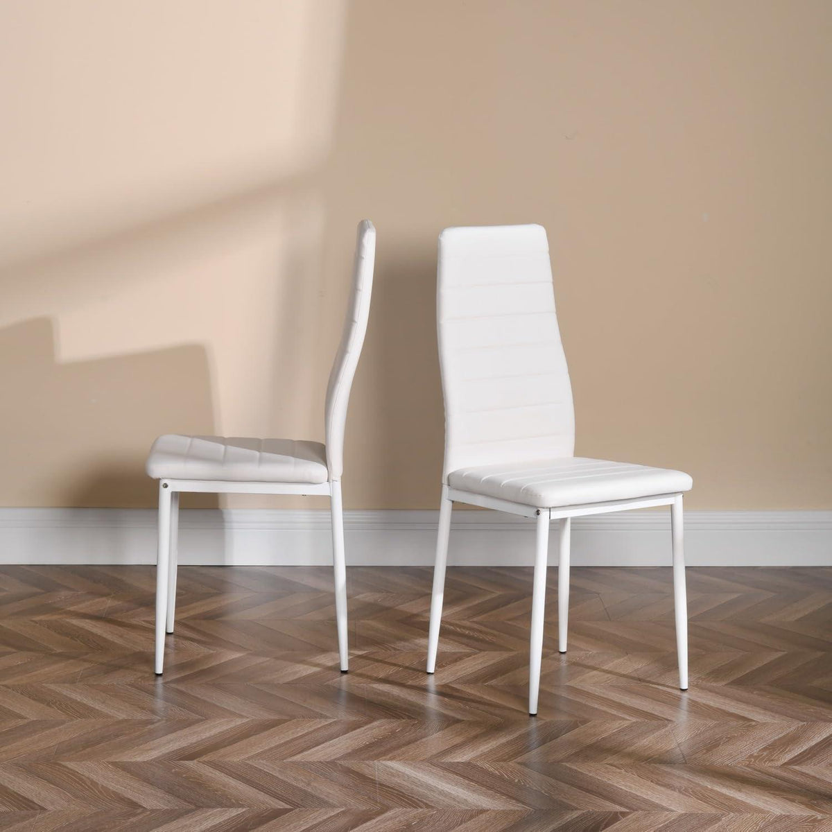 Essgruppen Set: Esstisch 110cm & 6 Esszimmerstühle Schwarz/Weiß