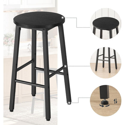 HOOBRO Barhocker 2er Set mit Fußstütze – Schwarz
