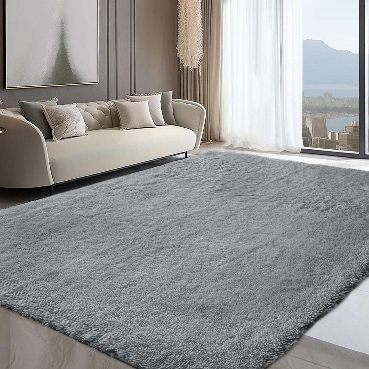 Flauschiger Hochflor Teppich Braun 275x370 cm – Wohnzimmer & Schlafzimmer