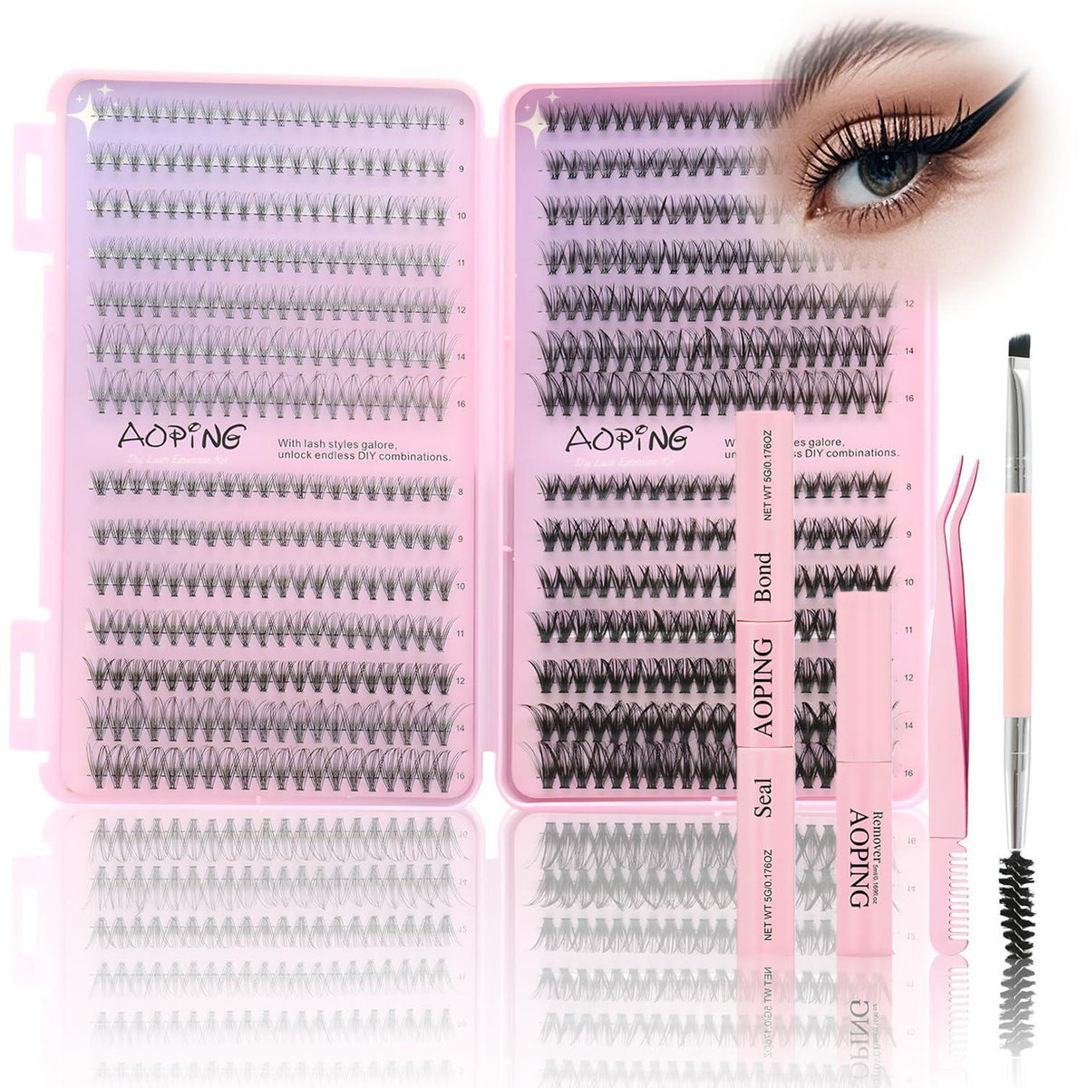 Wimpern Extensions Set 560pcs – 10D bis 40D Volumen-Effekt