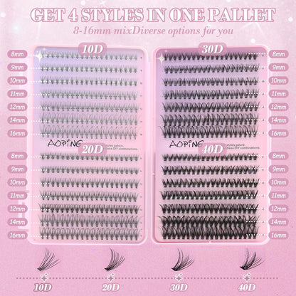 Wimpern Extensions Set 560pcs – 10D bis 40D Volumen-Effekt