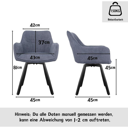 Drehbarer Esszimmerstuhl mit Armlehne | Grau | 4er Set