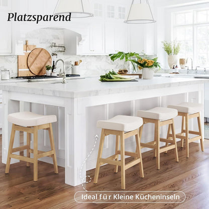 Barhocker Set Beige - 2er Pack, 61cm, Stoff Sitzfläche