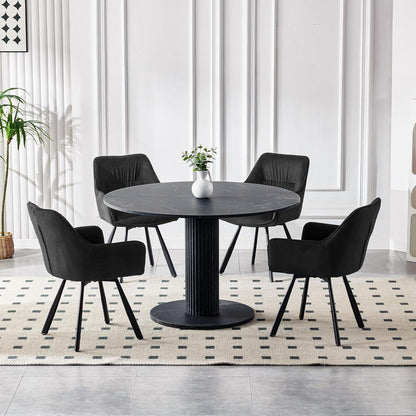 Drehbare Esszimmerstühle 4er Set mit Armlehnen & Kurzflor