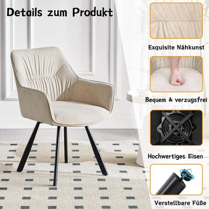 Drehbare Esszimmerstühle Set 6 | Ergonomisch & Komfortabel